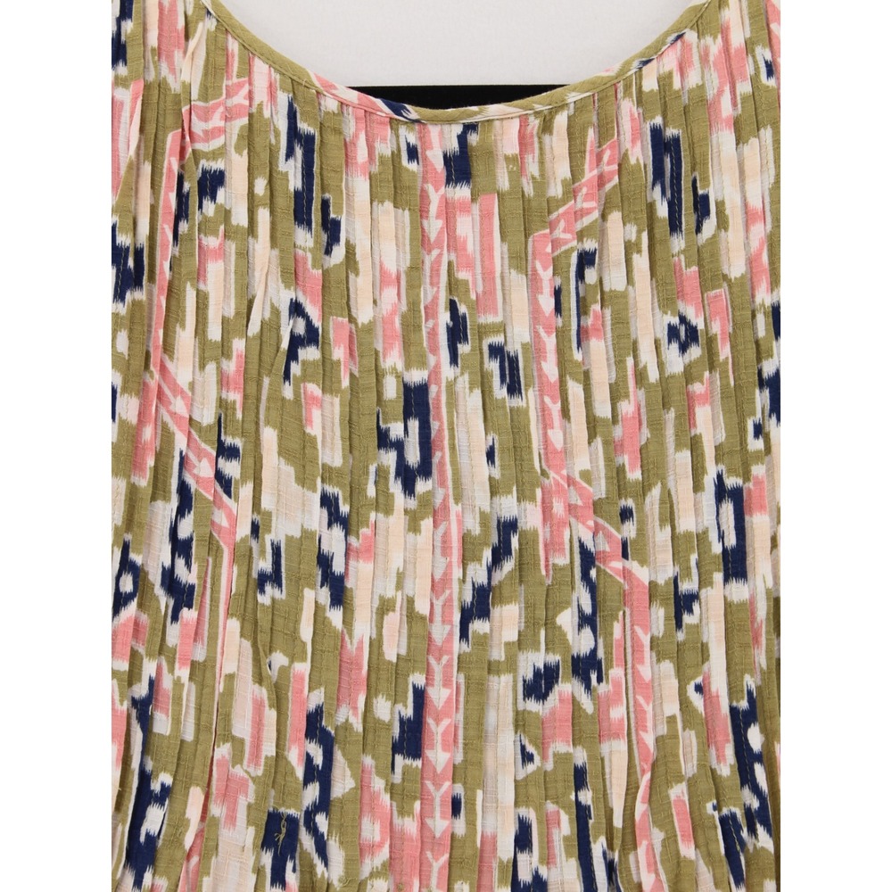 Maeve Anthropologie Pleated Tank Top size 6 Ikat Tribal Print Button Front Boo - Picture 6 of 11